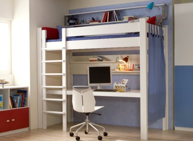 chambre enfant avec bureau et lit mezzanine