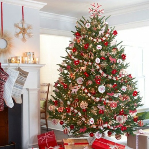 deco traditionnelle rouge blanc sapin