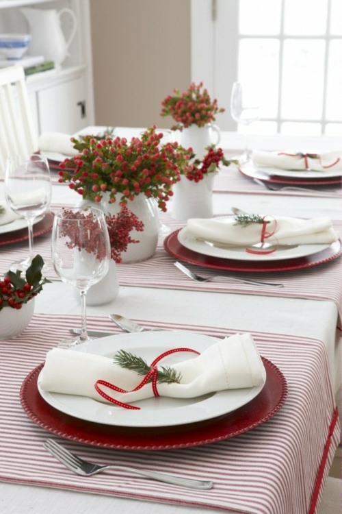 decoration table rouge blanc