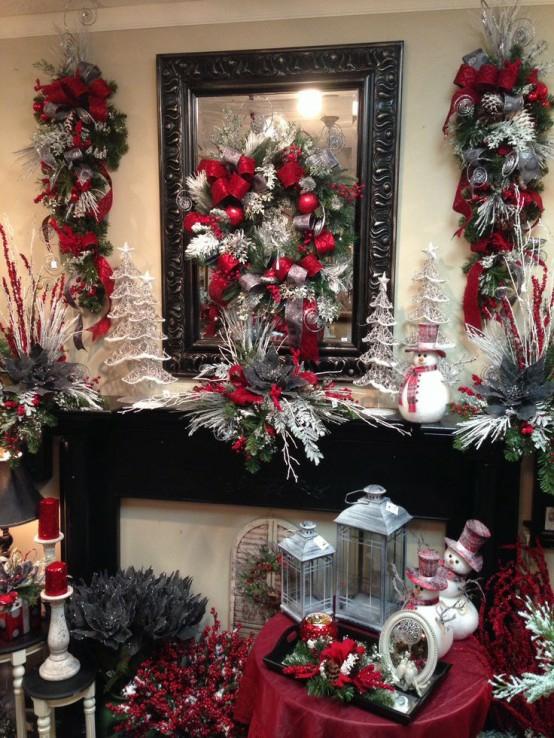 Splendeur et luxe en gris et rouge déco Noël argentée
