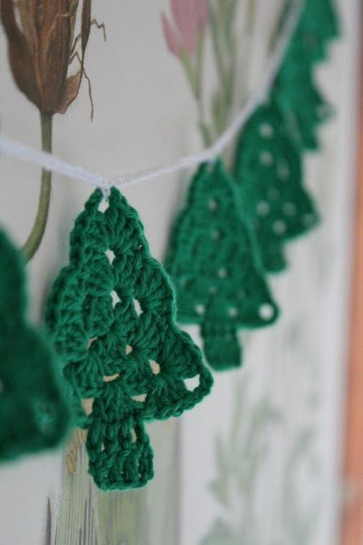 guirlande Noel arbres tricot