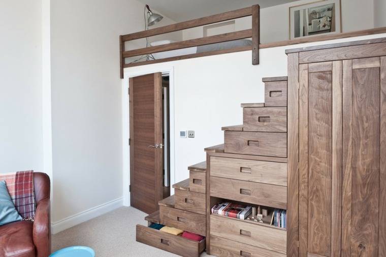 lit mezzanine escalier bois pratique tendance