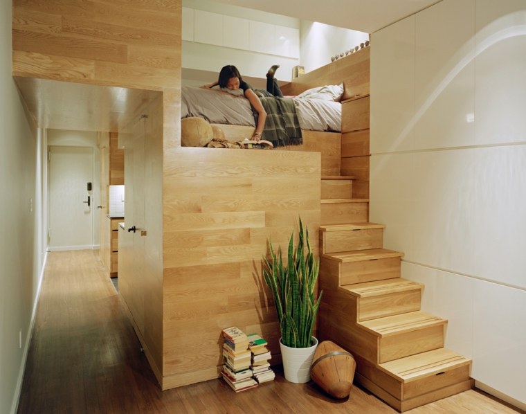 lit mezzanine bois escalier idée tendance
