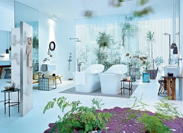 plantes pour salle-de bains blanche