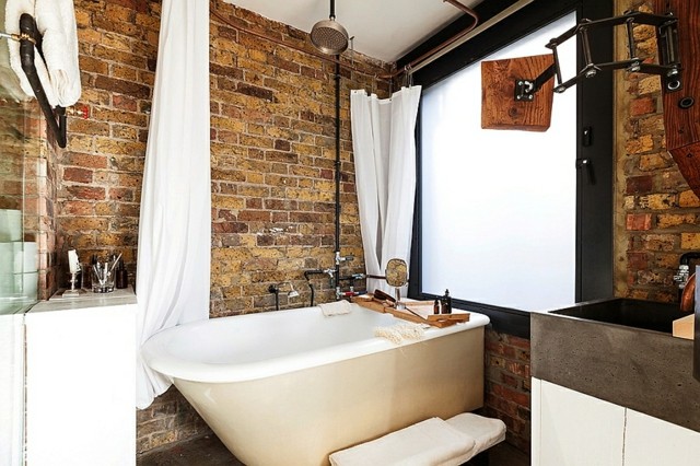 salle de bains style industriel brique
