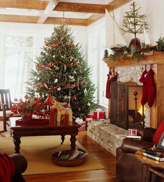 salon cheminee arbre Noel