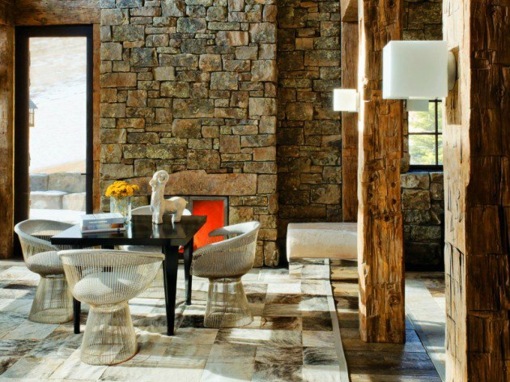 salon moderne cheminee pierre