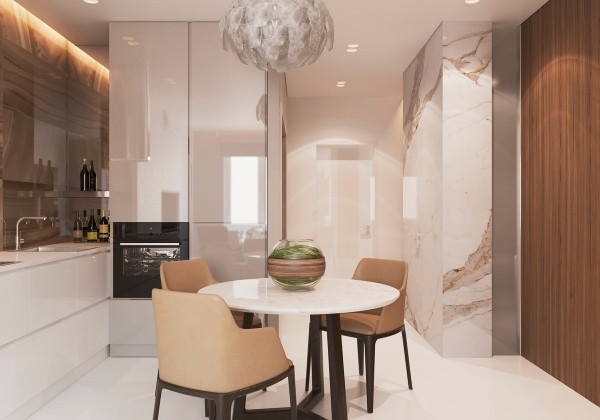 Intérieur design moderne et chaleureux en marbre