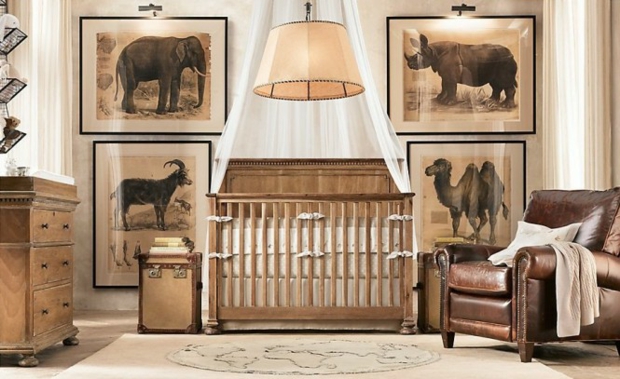 chambre bébé tout en bois thème safari style rustique