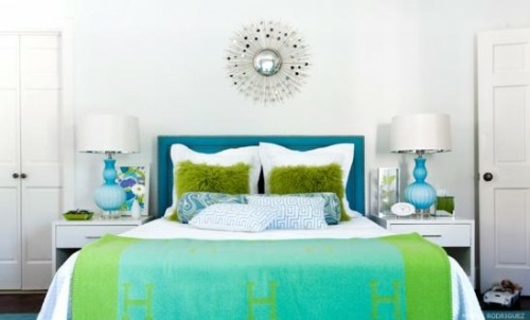 chambre coucher bleu vert