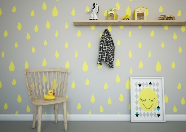 chambre enfant gris jaune
