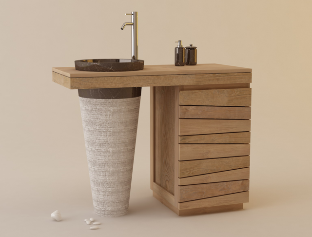meuble salle de bain design bois