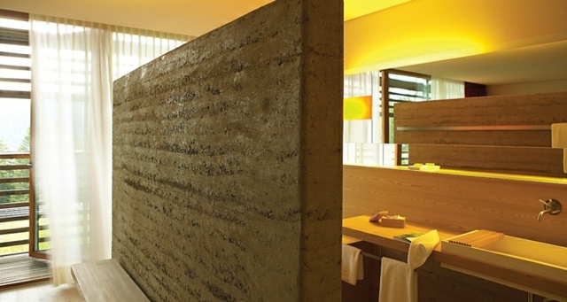 béton mur brut donner style particulier à la salle de bains contemporaine