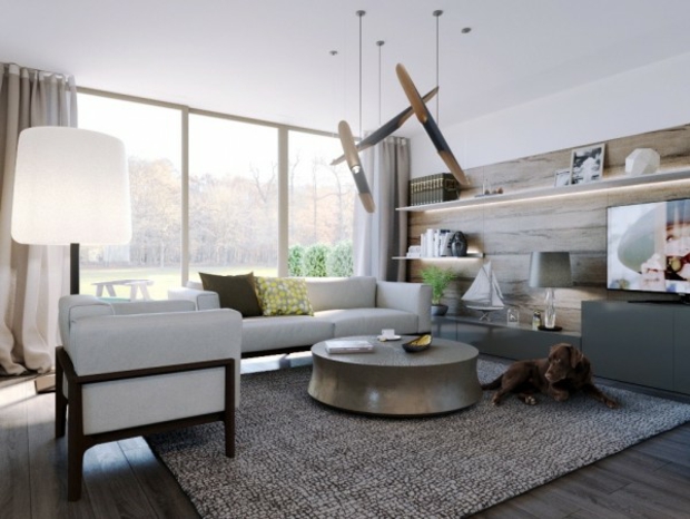 Le canapé moderne design s'inscrit dans un salon élégant