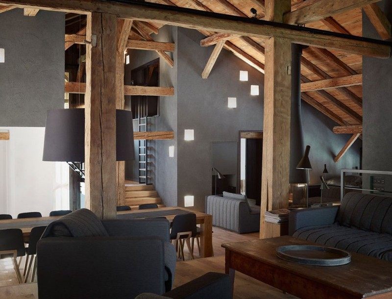 salon séjour design modèle de maison moderne montagne bois  villa france jka fuga contemporain morzine france campagne