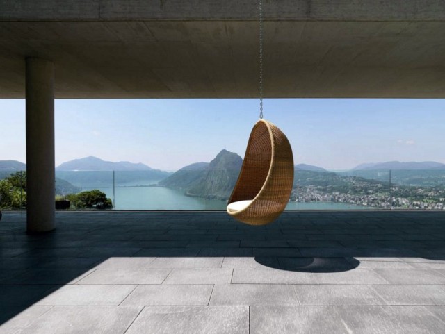 chaise suspendue rotin jardin moderne stylé moderne bois architecture original 