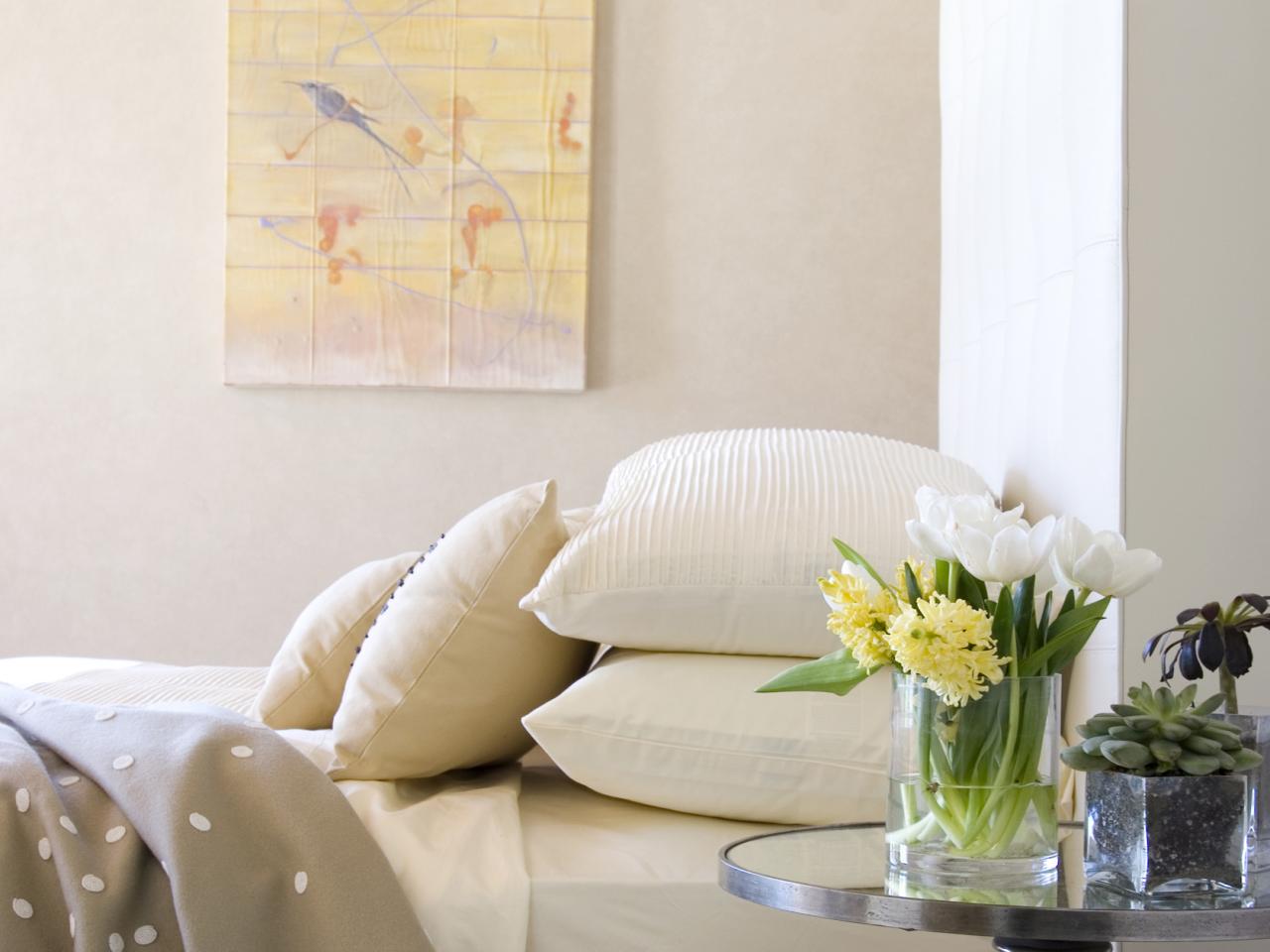 déco fleurs chambre moderne élégant stylé fraîcheur oreiller blanc tableau