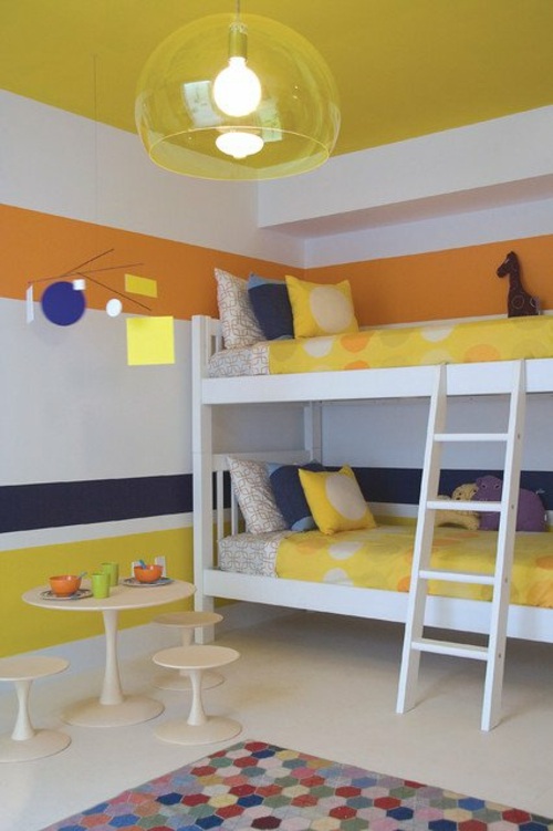 chambre design moderne bleu jaune