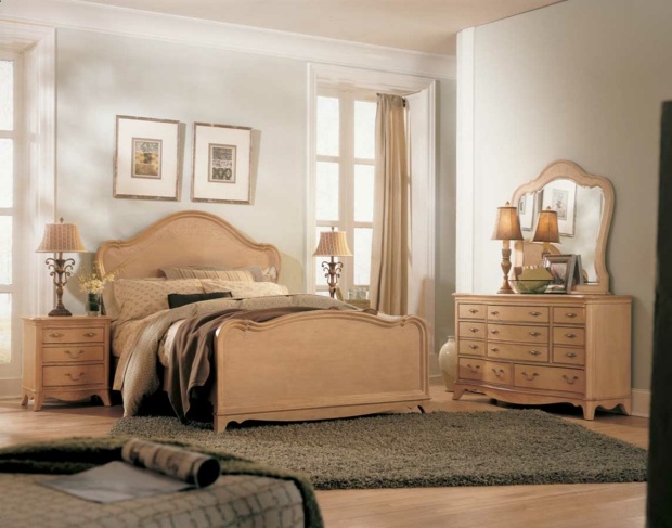 chambre vintage mobilier beige