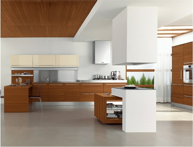 cuisine blanche et bois minimaliste fonctionnelle