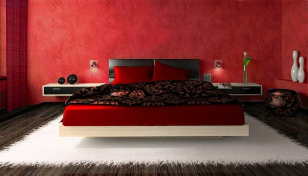 déco glamour chambre ultra-moderne en rouge