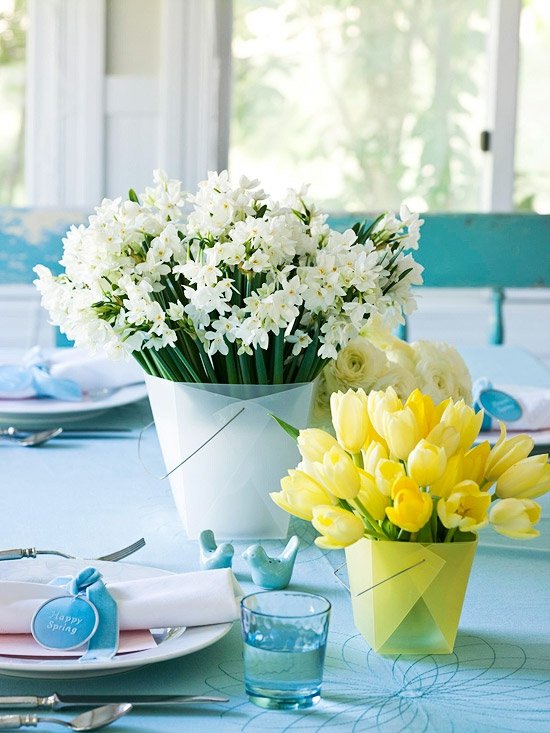 decoration table printemps fleurs