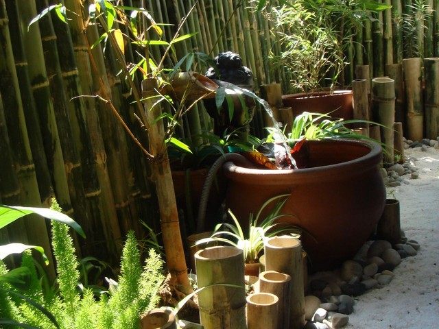 balcon zen fontaine bambou