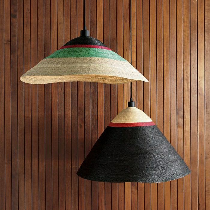 luminaire suspendu design coloré moderne style braided palm bois tissu jolie lampe
