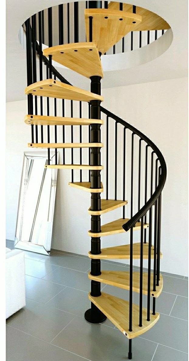 escalier design en spirale bois métal original intérieur moderne
