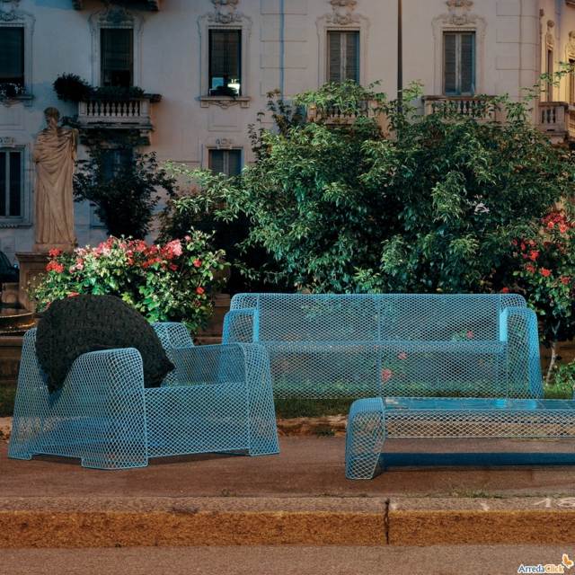 fauteuil de jardin grillage turquoise