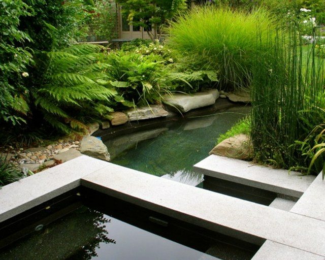 idée aménagement terrasse bassin forme minimaliste
