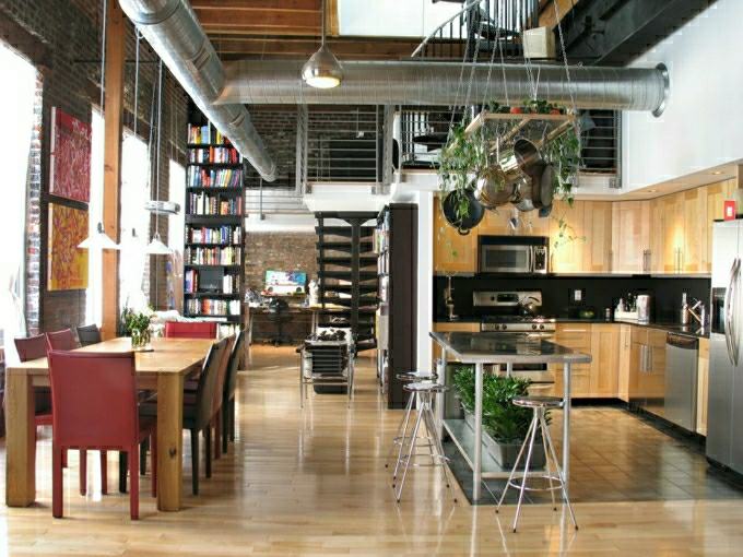 intérieur contemporain loft urbain moderne style industriel cuisine upgrade
