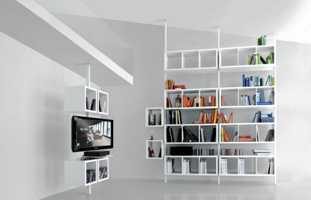 meuble salon design blanc bibliothèque