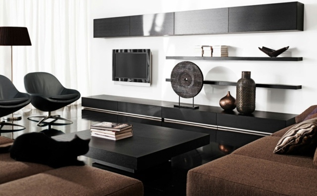 mobilier design salon noir