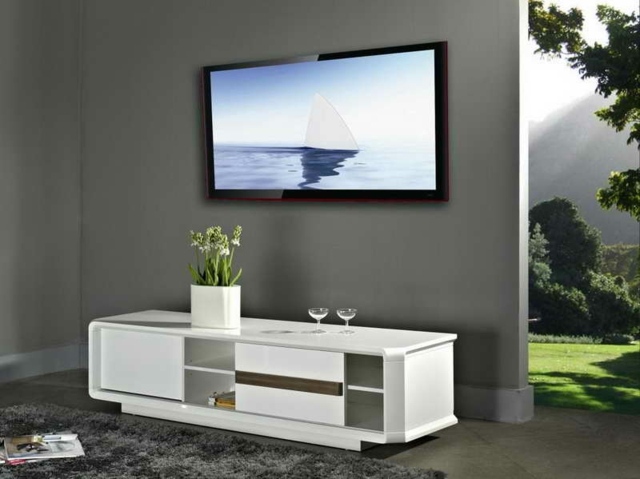 meuble design pour téléviseur buffet blanc