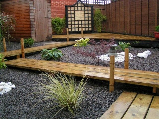 petit jardin moderne zen minimaliste pontons