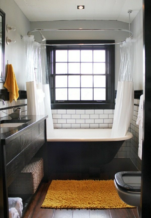 petite salle de bain moderne noir jaune