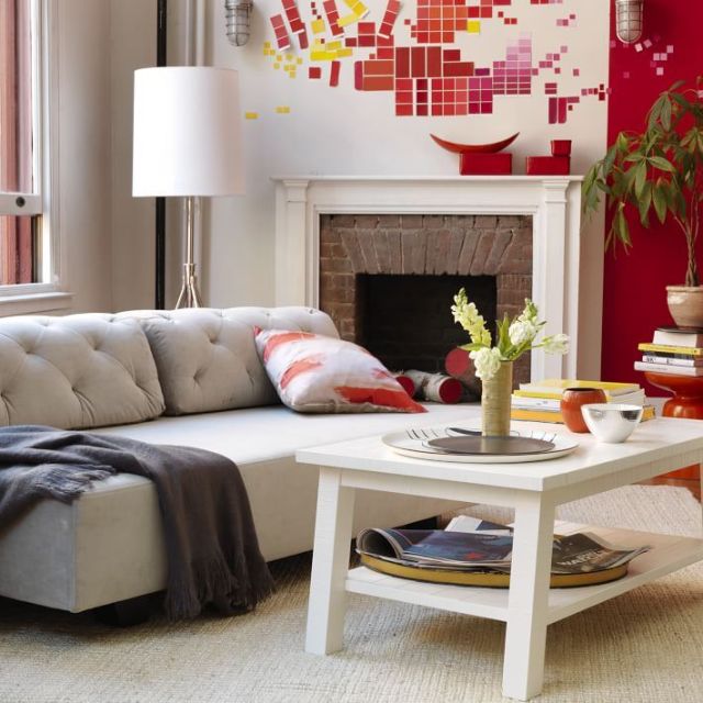 design salon intérieur tendance 2015 top couleur intense rouge moderne espace de vie classe
