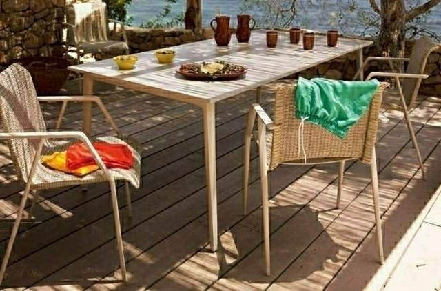 terrasse mobilier design en résine tressée table design idée d'aménagement jardin et terrasse design et contemporain