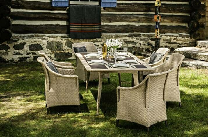 salon de jardin moderne table de jardin résine tressée beige chaise résine tressée décoration table extérieur
