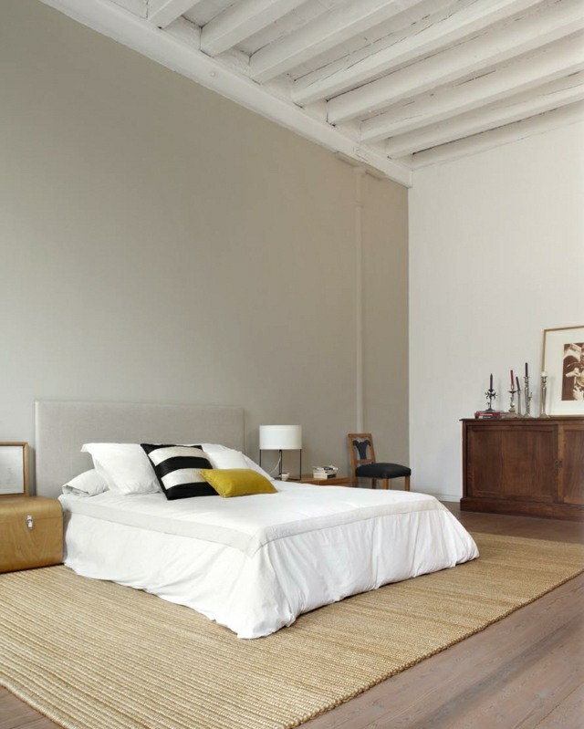loft design tapis idée beige en fibres naturelles tapis chambre