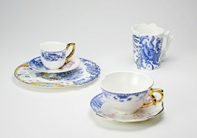 service vaisselle tasses en porcelaine design hybrid collection très originale 