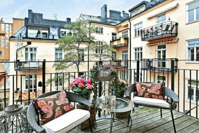 style contemporain terrace savoir vivre immeuble ville espace extérieur confort roses arbre 