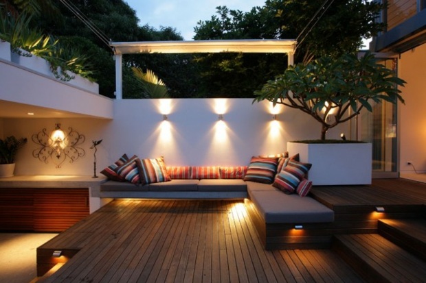 terrasse moderne bois éclairage design