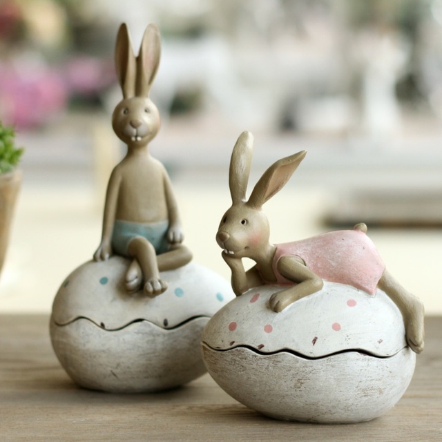 déco Pâques  vue deux lapins paques decoration interieure