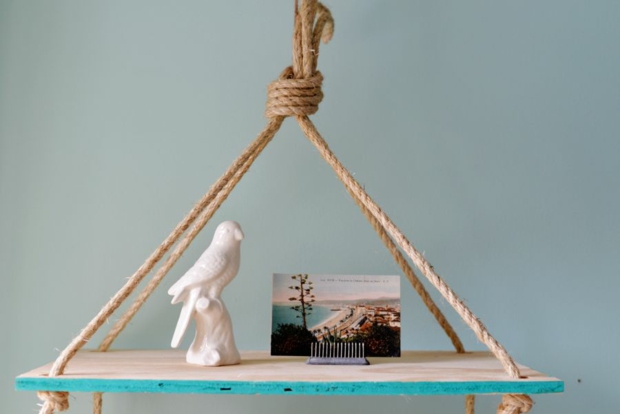 Étagères Suspendues En Bois FitYo - Lot De 2, 40x15 Cm, Cordes Jute, Crochets Inclus, Fabrication Française