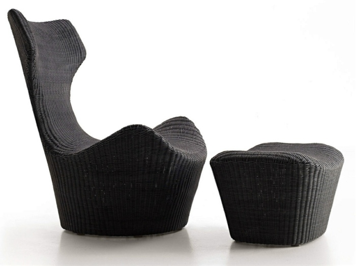 fauteuil de jardin avec repose-pieds et avec un dossier haut en polyethylene designer Naoto Fukusawa