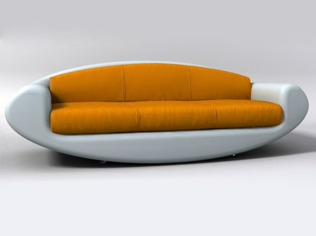 canape elegant blanc orange Thomas de Lussac Design Lab