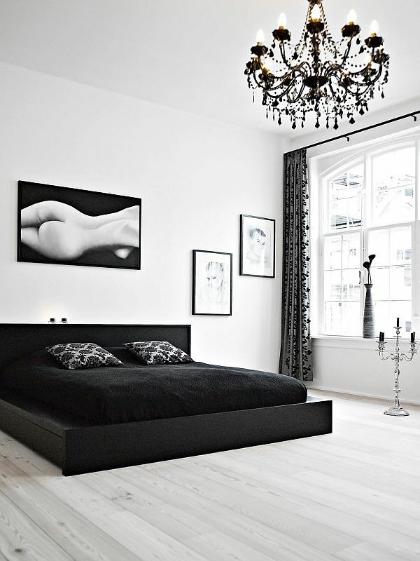 chambre coucher contrastes noir blanc