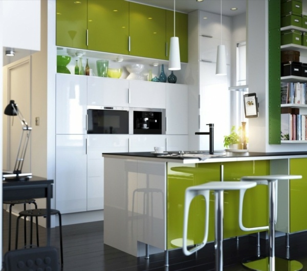cuisine design blanc vert